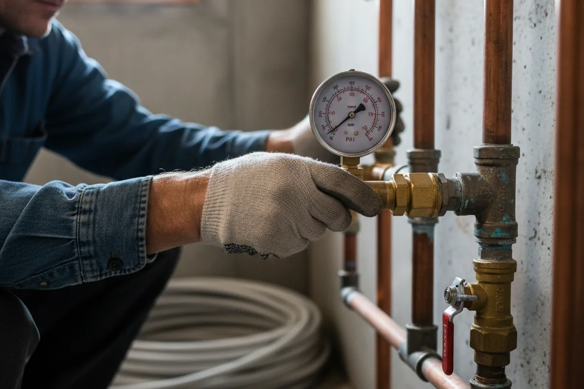 Pressure testing a repaired line during Water Line Repair in Huntsville